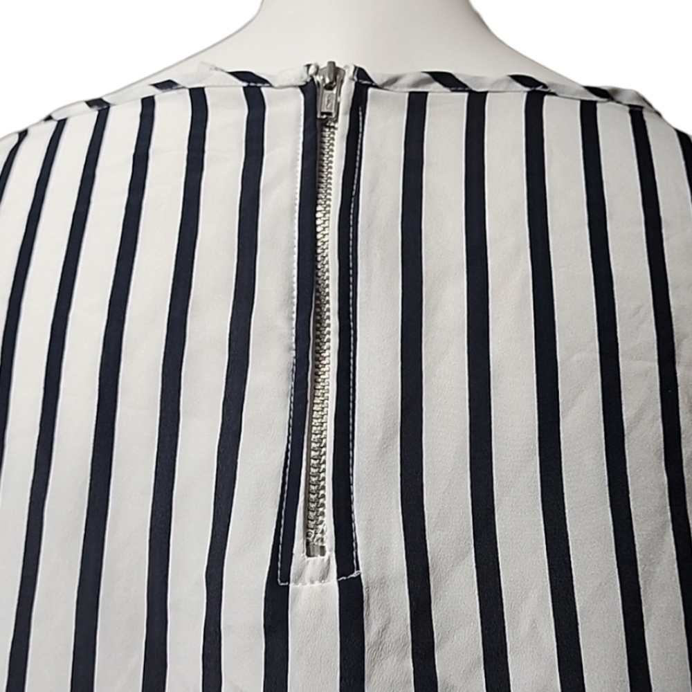 OLD NAVY Color Block Striped Tunic Top L Zipper Back Long Sleeve Blouse Shirt - Picture 4 of 14